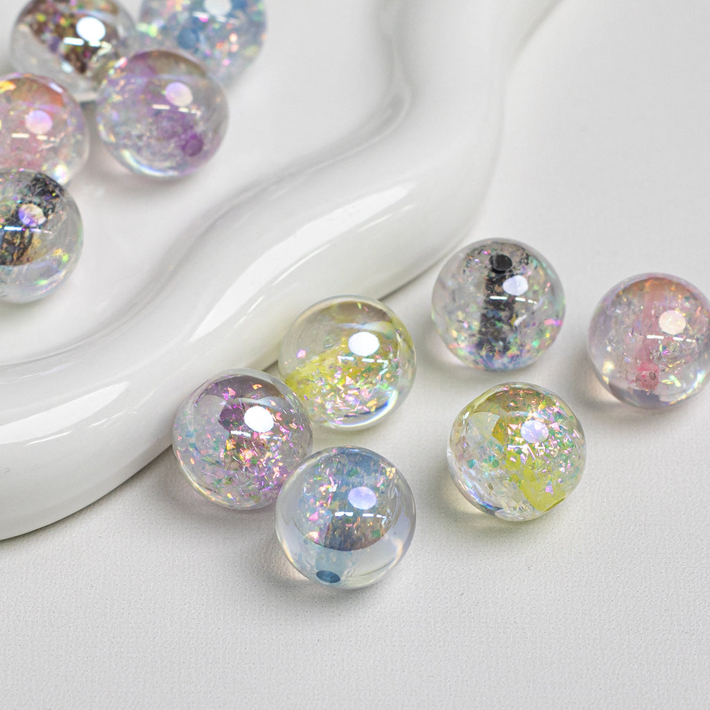 Dyed Core Imitation Opal Resin Beads 8mm Round Mixed Colors 40pcs