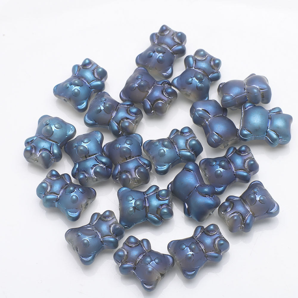 Electroplated Bear Glass Beads 12mm 14mm Mixed Metallic Colors 20pcs 26
