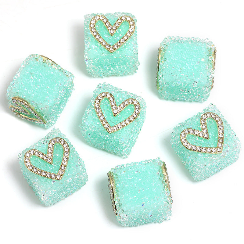 Butterfly Pentagram Cube Rhinestone Beads 22mm Vibrant Metal Embellished 5pcs 19