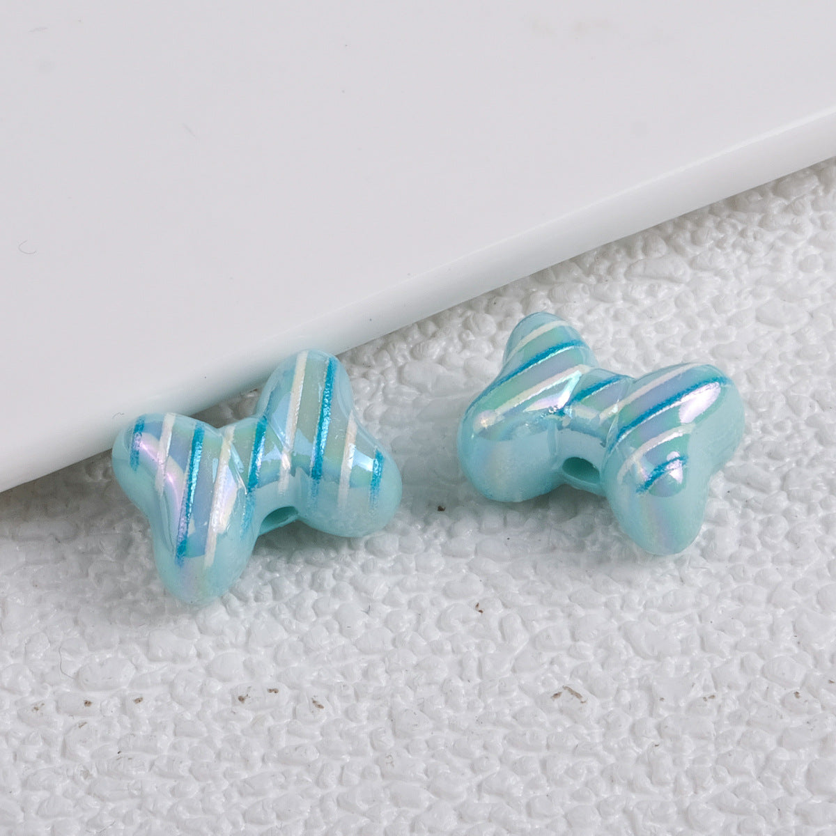 Plating Striped Bow Acrylic Beads 14.7×11.2×8mm Colorful Mixed 50pcs 6