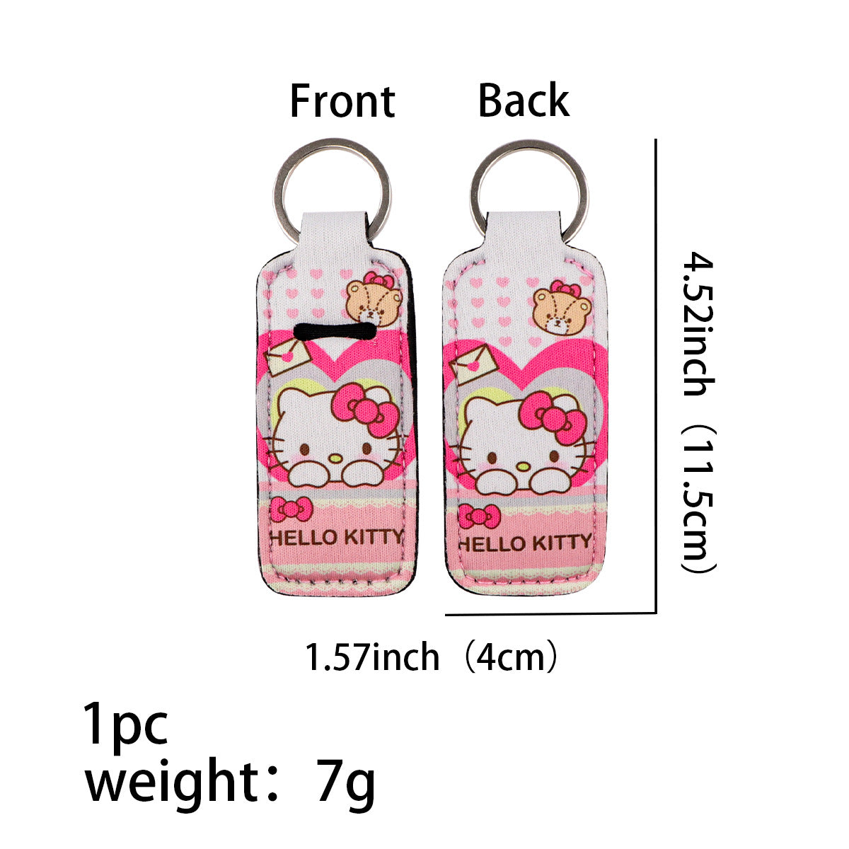 Neoprene Chapstick Holder Keychain Sanri Pattern Kawaii Animal 3pcs 12