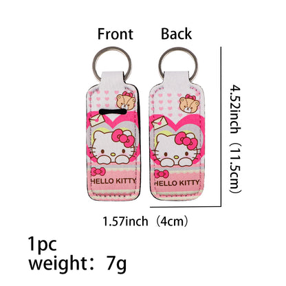 Neoprene Chapstick Holder Keychain Sanri Pattern Kawaii Animal 3pcs 12