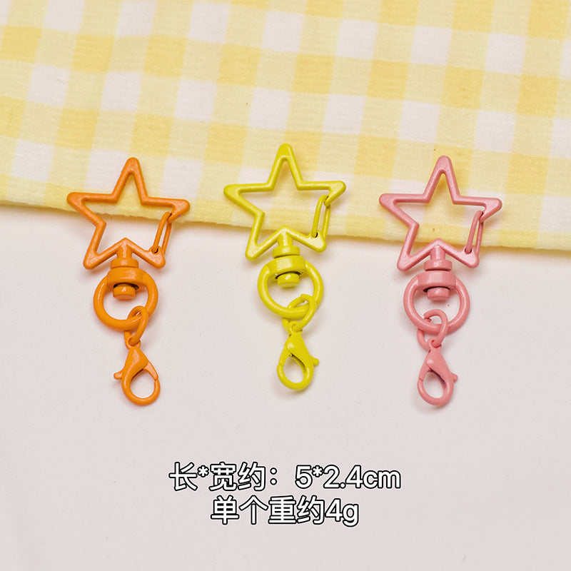 Zinc Alloy Star Keychain Buckles with Mini Lobster Clasps 5cm 20pcs 3