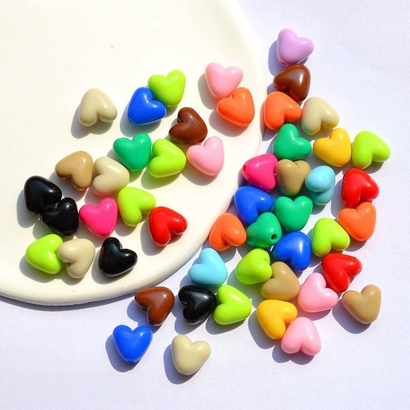 Glow Puffy Heart Acrylic Beads 11mm Colorful Glow in Dark 50pcs 2