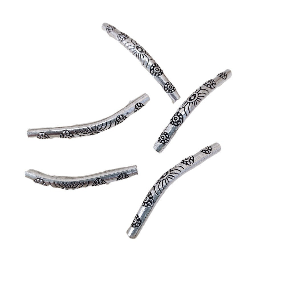Bent Tube Metal Beads 36mm Vintage Tibetan Style 10pcs 4