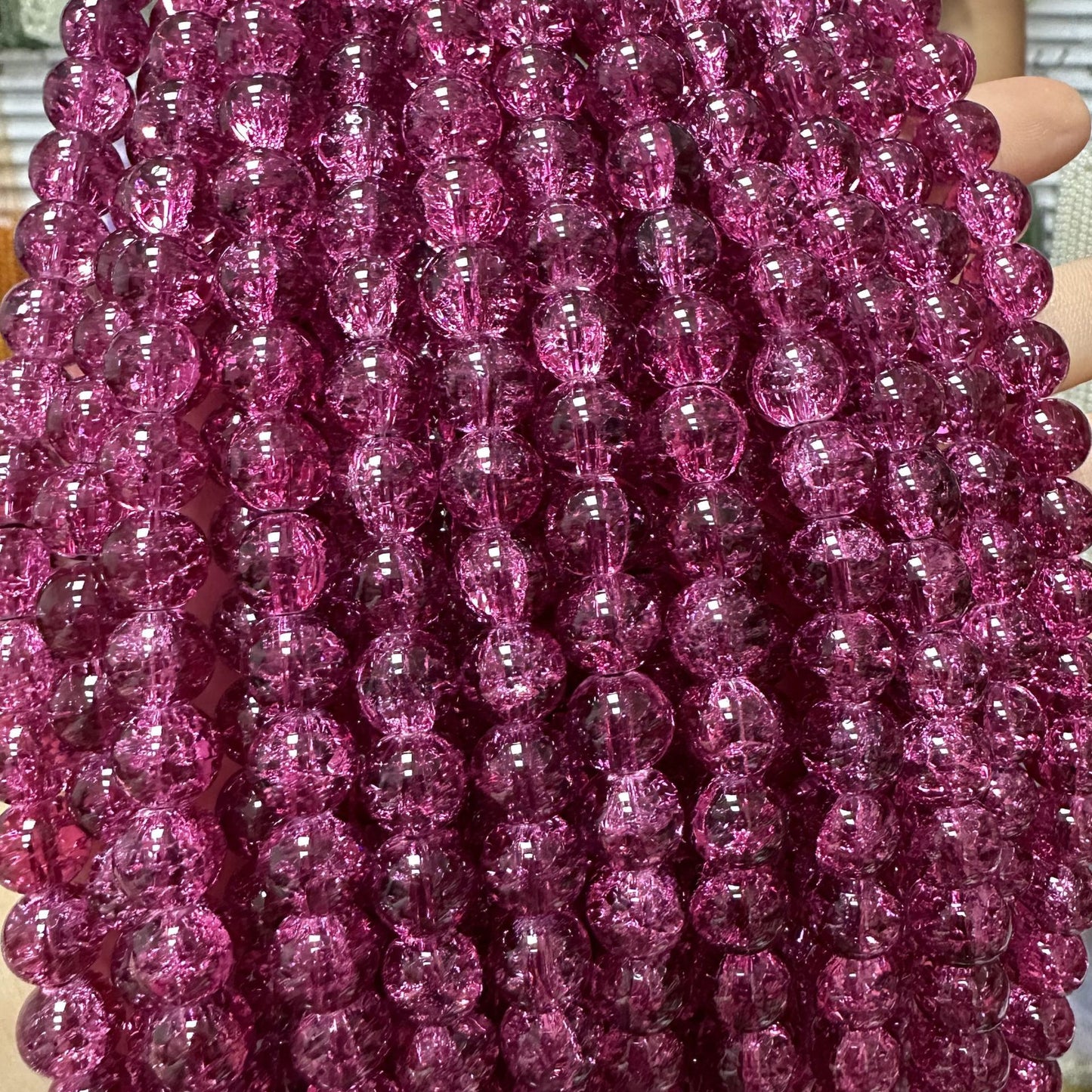 Crackle Round Glass Beads 10mm Explosion Pattern 10 Strands 19