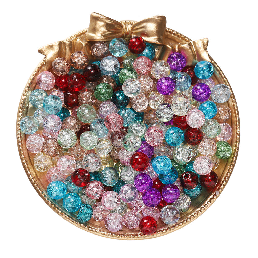 Crackle Round Glass Beads 8mm Colored Hole 1.3mm 50pcs 17