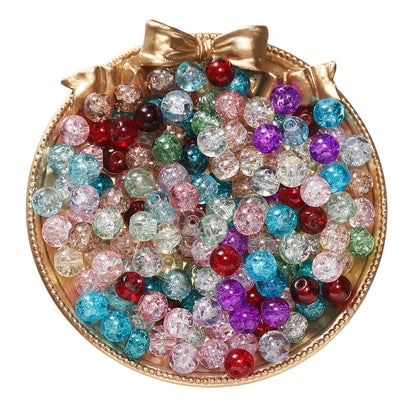 Crackle Round Glass Beads 8mm Colored Hole 1.3mm 50pcs 17