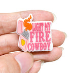 Silicone Focal Beads Lighter Light My Fire Text 20pcs 5