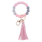 Silicone Bead LOVE Wristlet Keychain with Tassel Charm 6