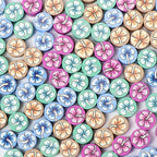 Flat Round Clay Beads 10mm Colorful Flower Pattern Polymer 100pcs 6