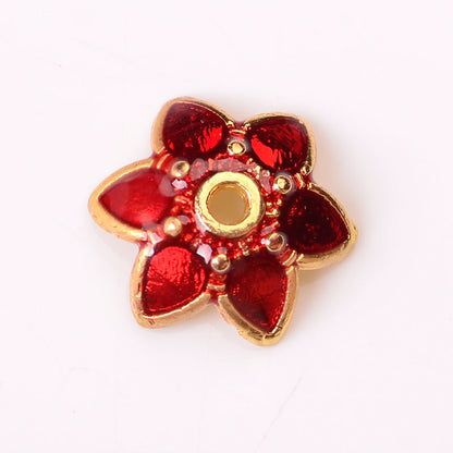 Alloy Flower Bead Caps 10mm Colorful Enamel Tibetan 100pcs 11