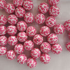 Printed Bubblegum Beads 20mm Rose Red Cow Pattern 10pcs 3