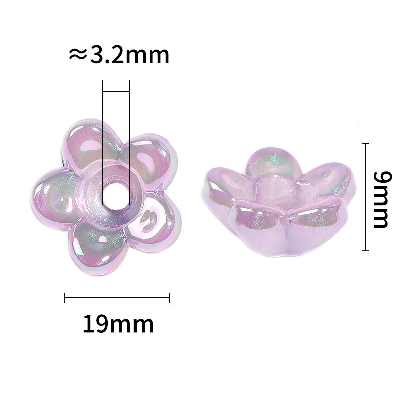Glow Valley Lily Acrylic Beads 19mm Iridescent Pastel Blue Green Glow 50pcs 4