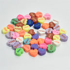 Heart Clay Beads 10mm Pink LOVE Letters Polymer 100pcs 6