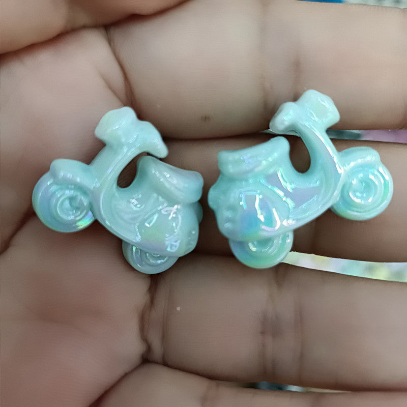 Glow In The Dark Motorcycle Acrylic Beads 20-25mm Iridescent Pastel 100pcs 4