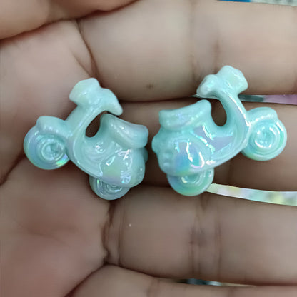 Glow In The Dark Motorcycle Acrylic Beads 20-25mm Iridescent Pastel 100pcs 4