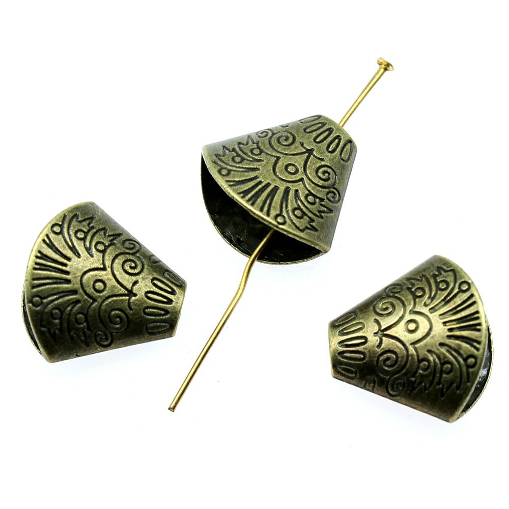 Shell Cone Metal Beads 18x19x10mm Vintage Totem Pattern 30pcs 5