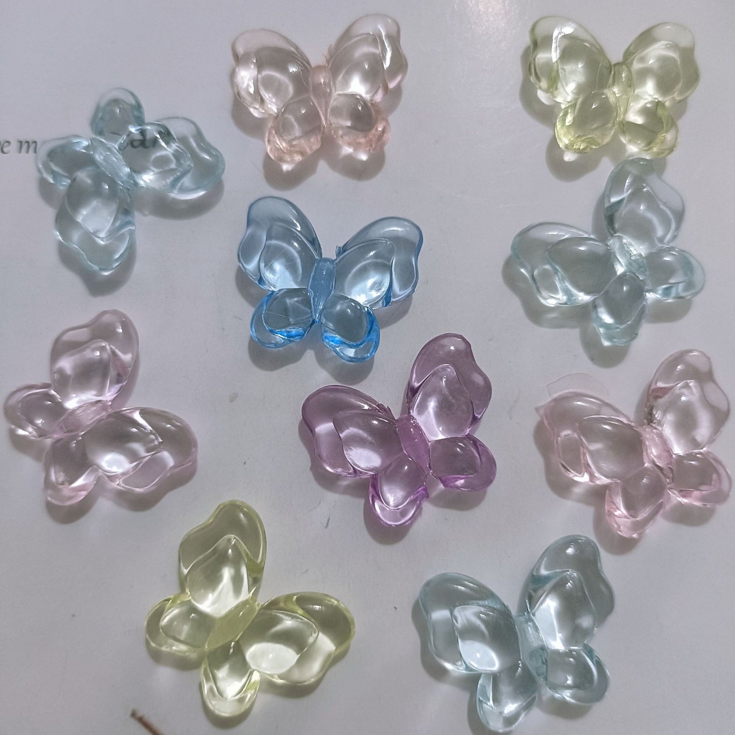 Transparent Butterfly Acrylic Beads 17mm Pastel Floral Mixed 60pcs 8
