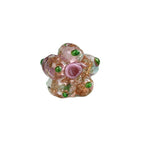 Lampwork Glass Beads Five Petal Flower 14mm Vintage Foil Filled 10pcs 5