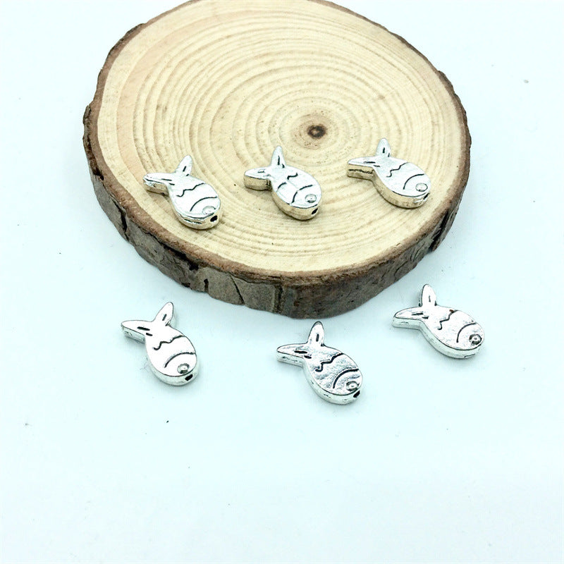 Small Fish Metal Beads 12mm Antique Silver Tone Alloy 100pcs 2