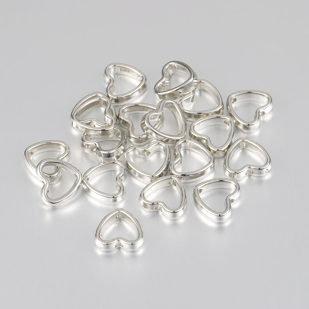 Hollow Heart Acrylic Beads 11x12mm CCB Plastic Mixed Colors 100pcs 7