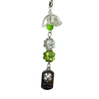 Clear Four-leaf Clover Acrylic Phone Charm with Vintage Key Silver 3pcs 5