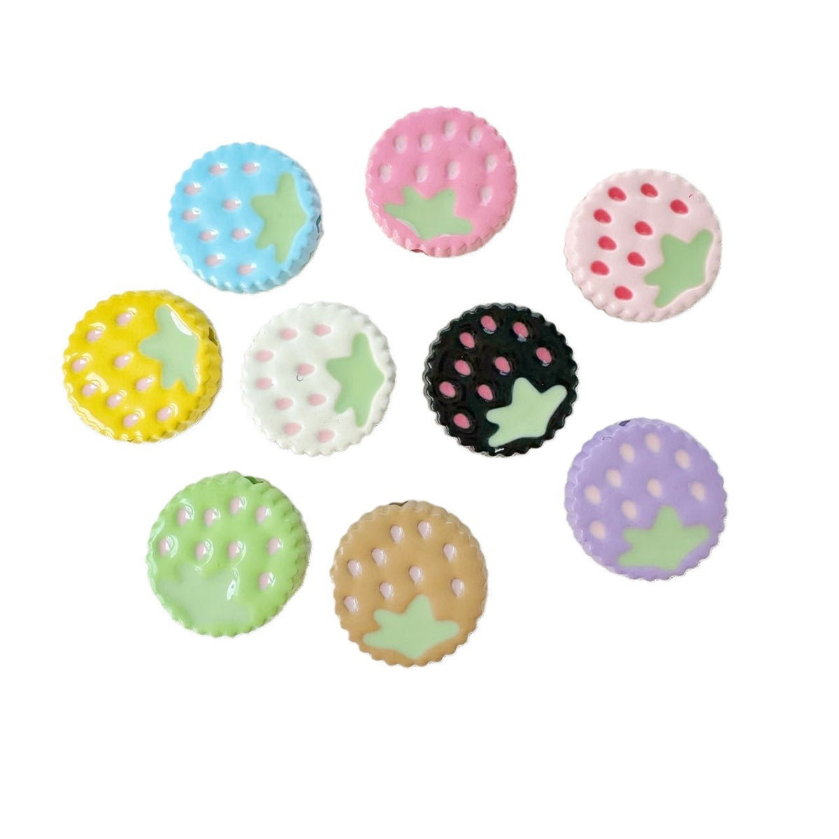 Strawberry Biscuit Metal Beads 13mm Painted Enamel 10pcs 2