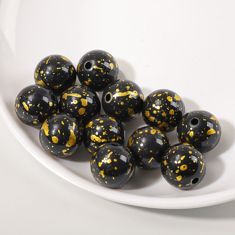 Spray Painted Round Acrylic Beads 16mm Gilded Colorful 50pcs 9