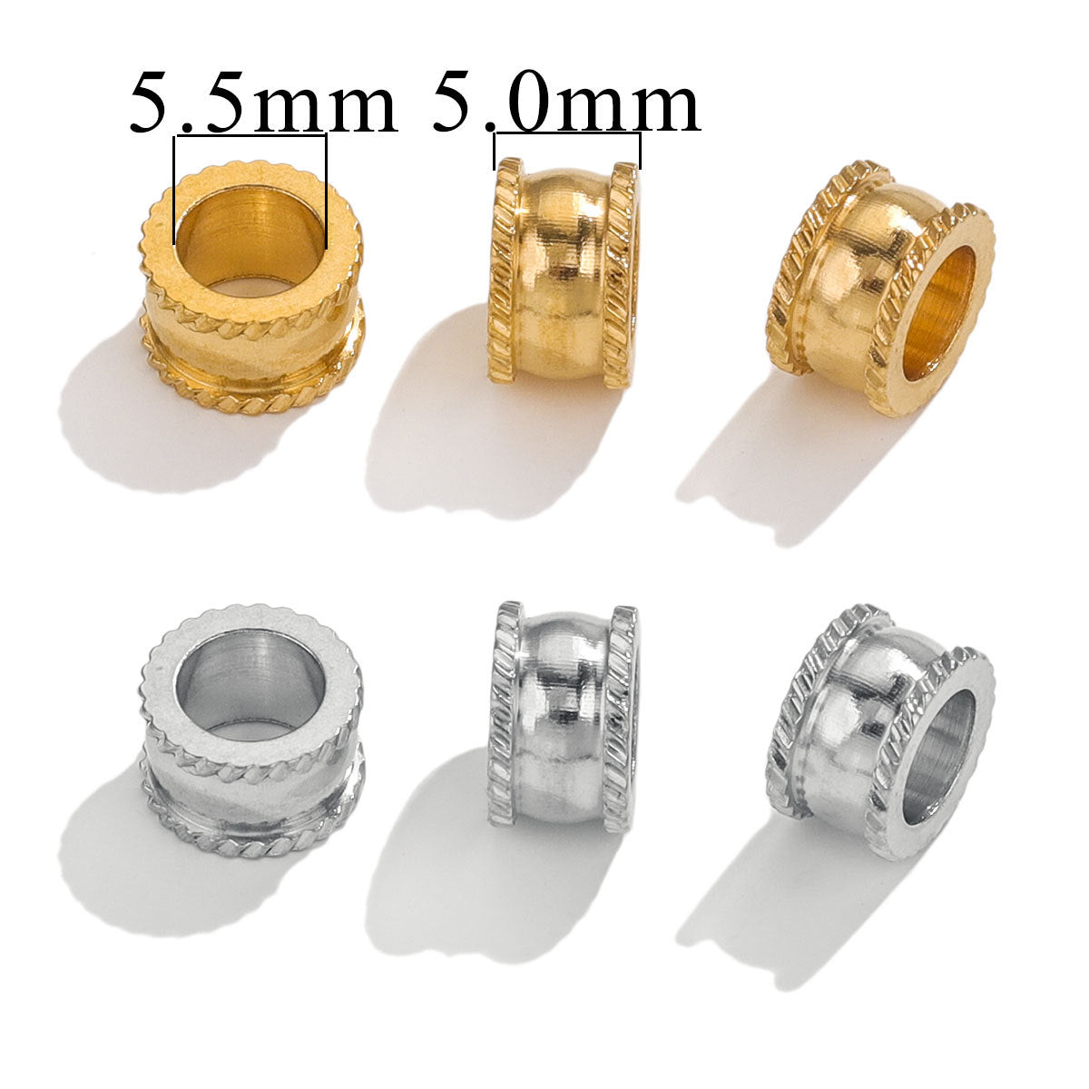 Stainless Steel Lace Spacer Beads 9mm Large Hole 20pcs 4