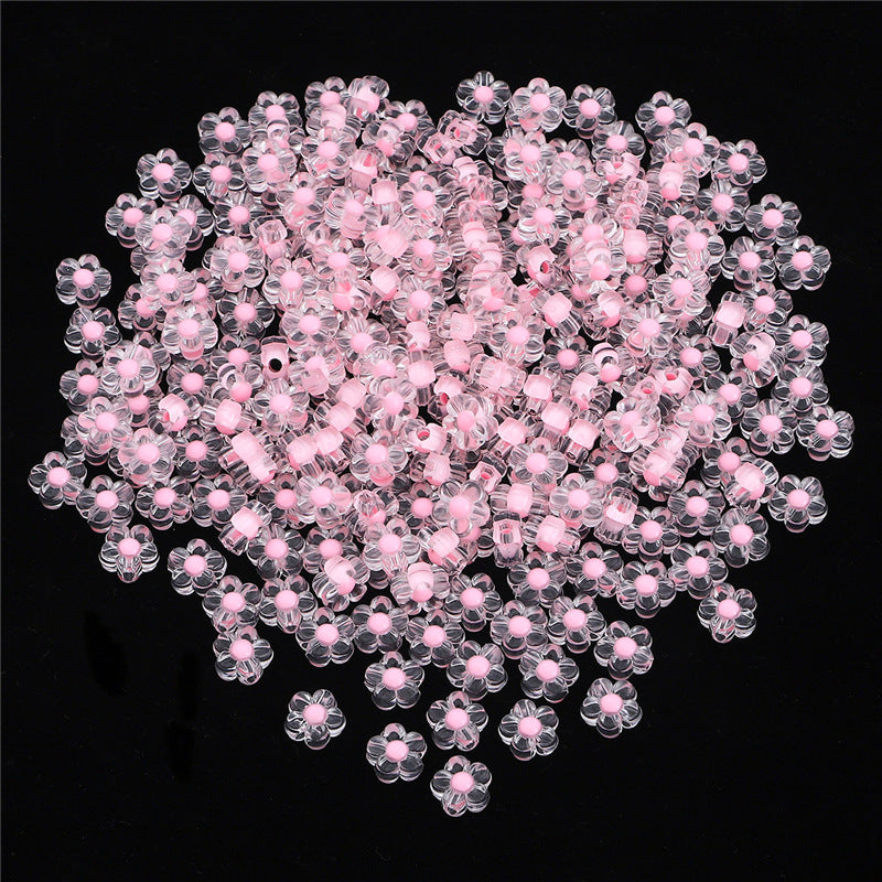 Transparent Frosted Flower Acrylic Beads 12mm Soft Pastel 100pcs 7