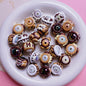 Hand-Painted Cake Acrylic Beads 16mm Glossy Brown Swirls 5pcs 11