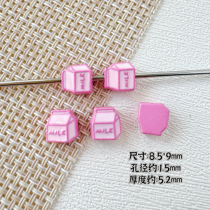 Camera Milk Carton Painted Metal Beads Glossy Enamel 20pcs 21