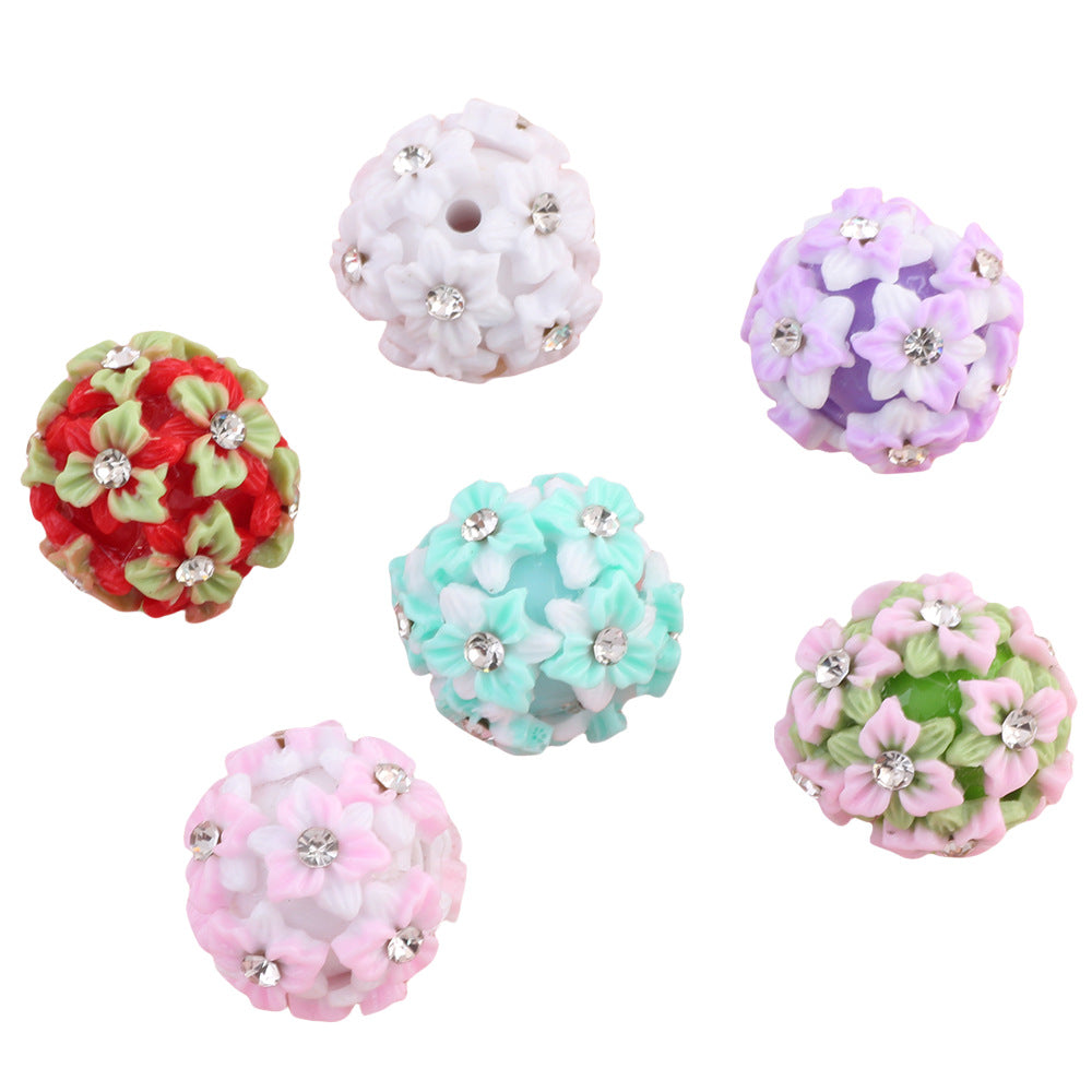 Embellished Bubblegum Beads 22mm Gradient Six Petal Flower Cluster 5pcs 5