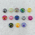 UV Plating Flat Round Acrylic Beads 15mm Glossy Smiley Face 1pc 4