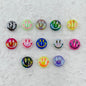UV Plating Flat Round Acrylic Beads 15mm Glossy Smiley Face 1pc 4