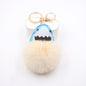 Plush Shark Keychain Blue Leather Face Fluffy Pom Pom Belly 13