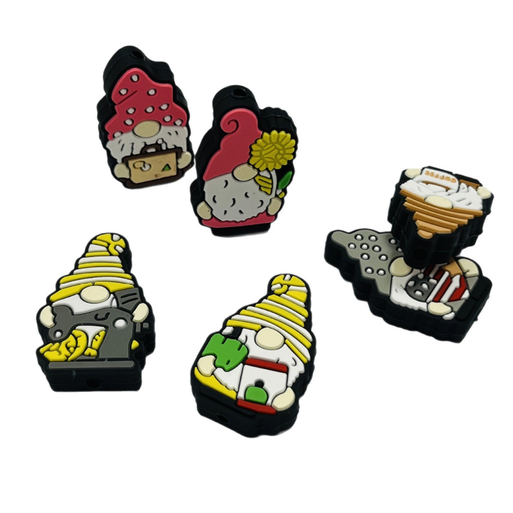 Silicone Focal Beads Cartoon Dwarf Holding Various Items 20pcs 4