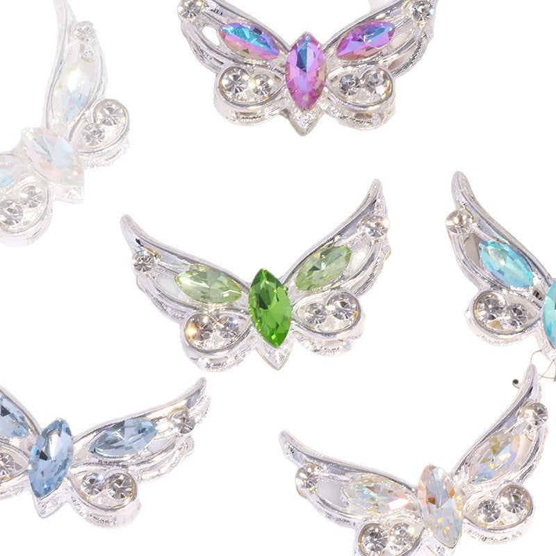 Butterfly Rhinestone Beads Alloy Sparkling Wings 2pcs 5