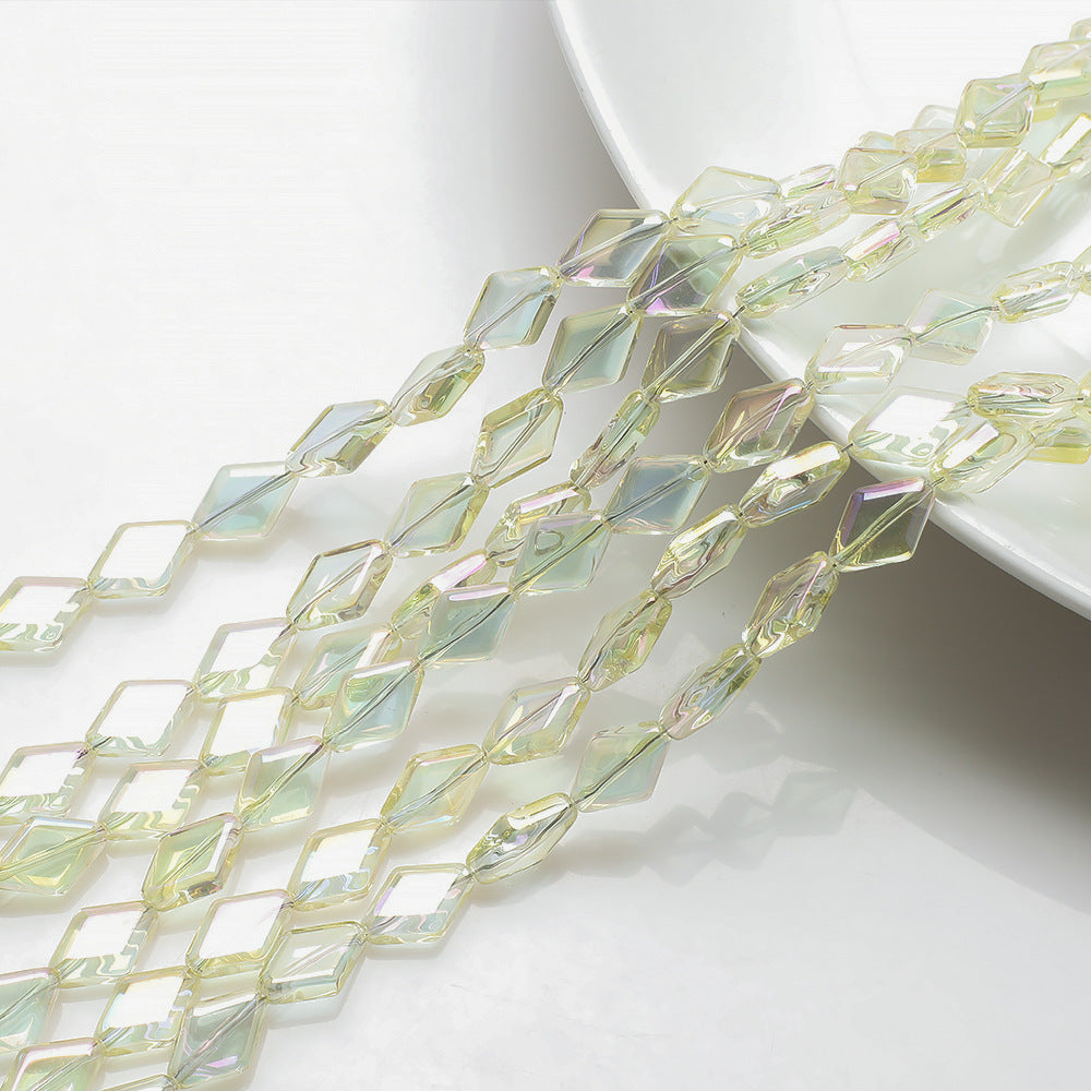 Electroplated Rhombus Glass Beads 11mm Transparent Mixed Colors 20pcs 6