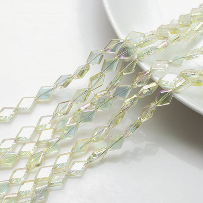 Electroplated Rhombus Glass Beads 11mm Transparent Mixed Colors 20pcs 6