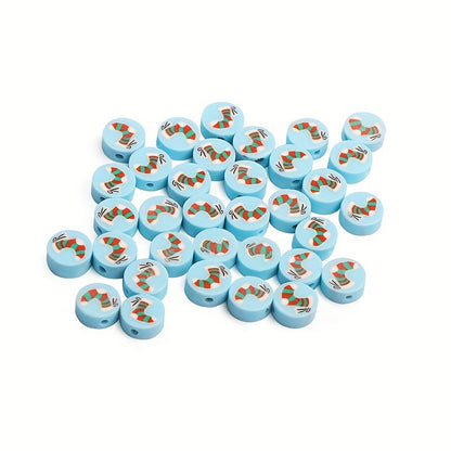 Christmas Flat Clay Beads 10mm Festive Icons Mixed Colors 100pcs 5