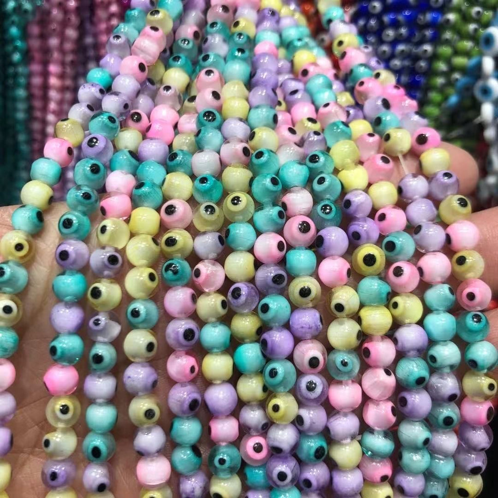 Millefiori Evil Eye Round Lampwork Glass Beads 6mm 124pcs 4