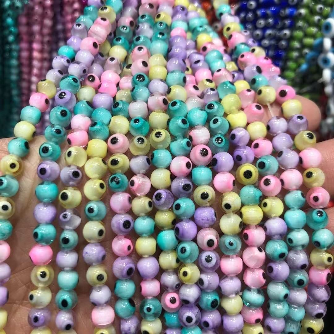 Millefiori Evil Eye Round Lampwork Glass Beads 6mm 124pcs 4