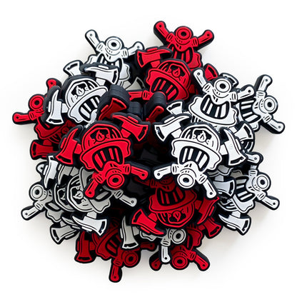 Silicone Focal Beads Firefighter Helmets With Crossed Axes 20pcs 4
