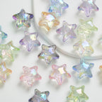 Transparent UV Plating Faceted Pentagram Love Acrylic Beads 19-20mm 50pcs 2