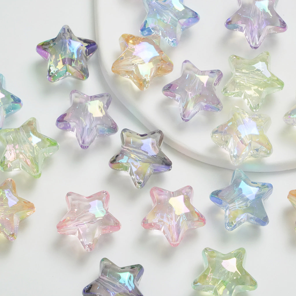 Transparent UV Plating Faceted Pentagram Love Acrylic Beads 19-20mm 50pcs 2