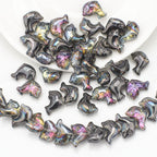 Plating 3D Dolphin Glass Beads 11x16mm Iridescent Colors 30pcs 6