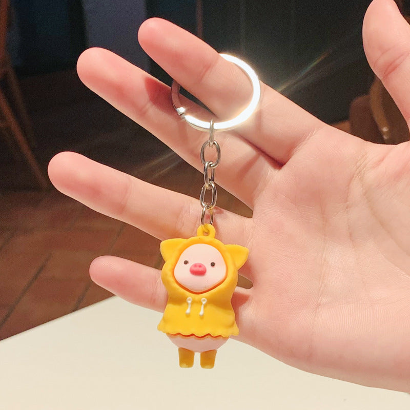Cartoon Silicone Pig Keychain Cute Animal Charm in Bright Colors 6