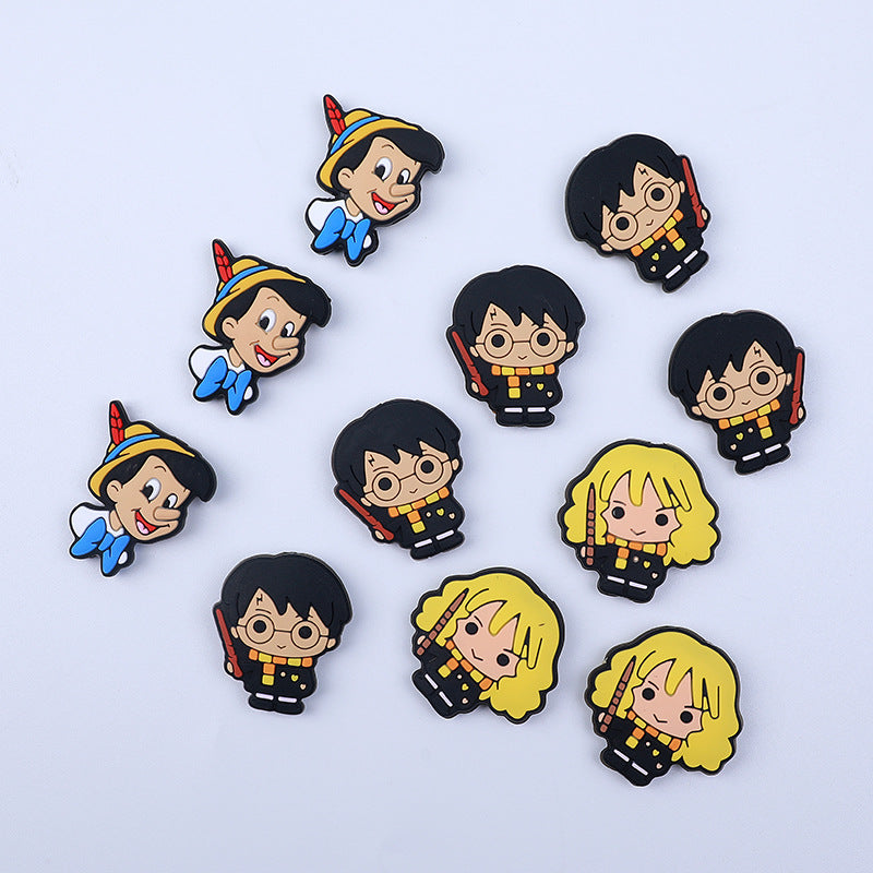 Silicone Focal Beads Anime Harry Potter Characters Holding Wands 20pcs 3